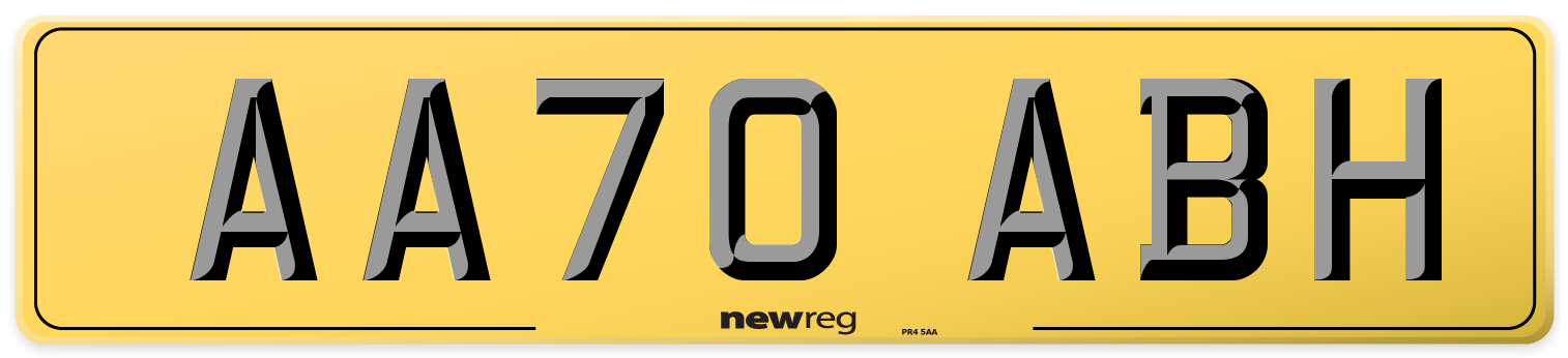 AA70 ABH Rear Number Plate