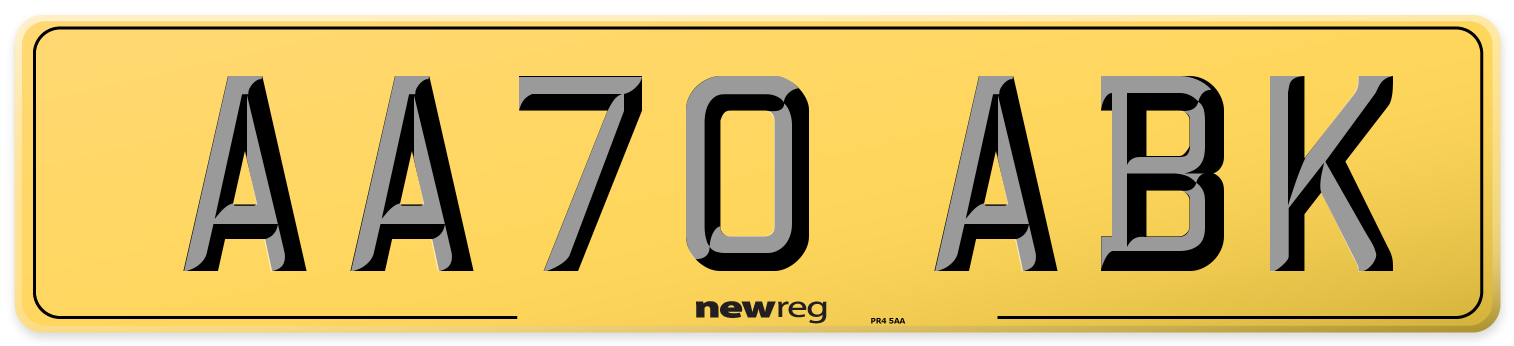 AA70 ABK Rear Number Plate