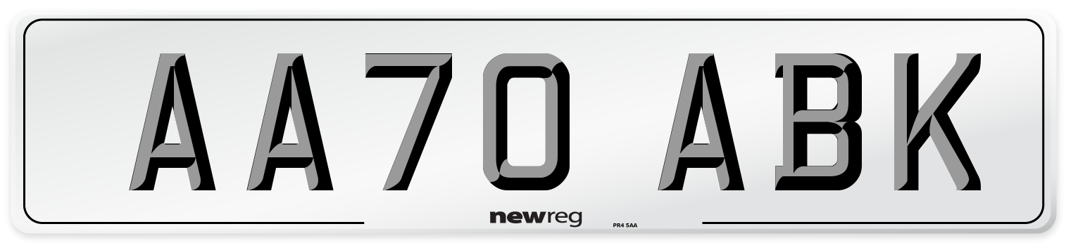 AA70 ABK Front Number Plate