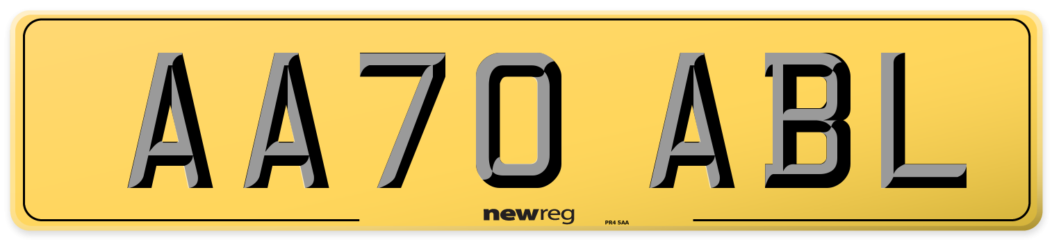AA70 ABL Rear Number Plate