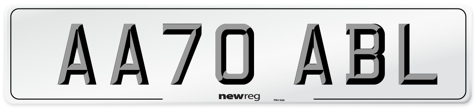 AA70 ABL Front Number Plate