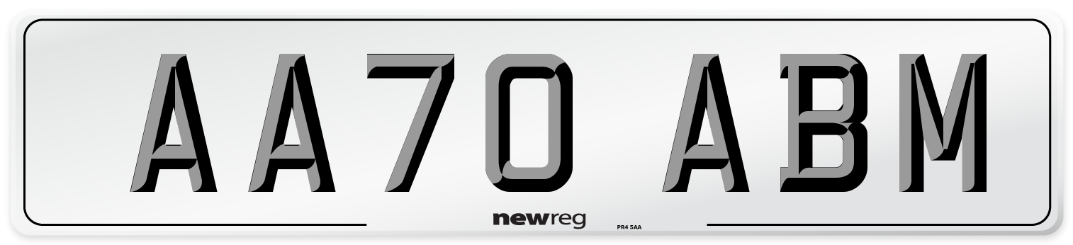 AA70 ABM Front Number Plate