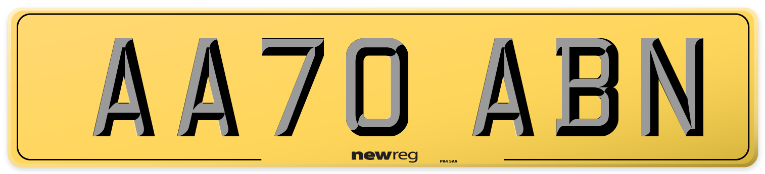 AA70 ABN Rear Number Plate