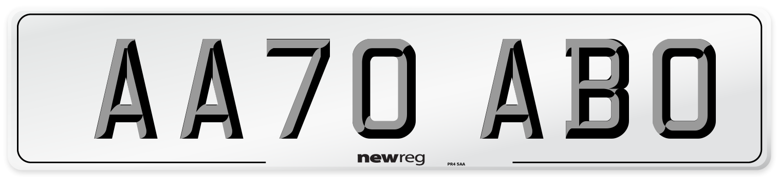 AA70 ABO Front Number Plate