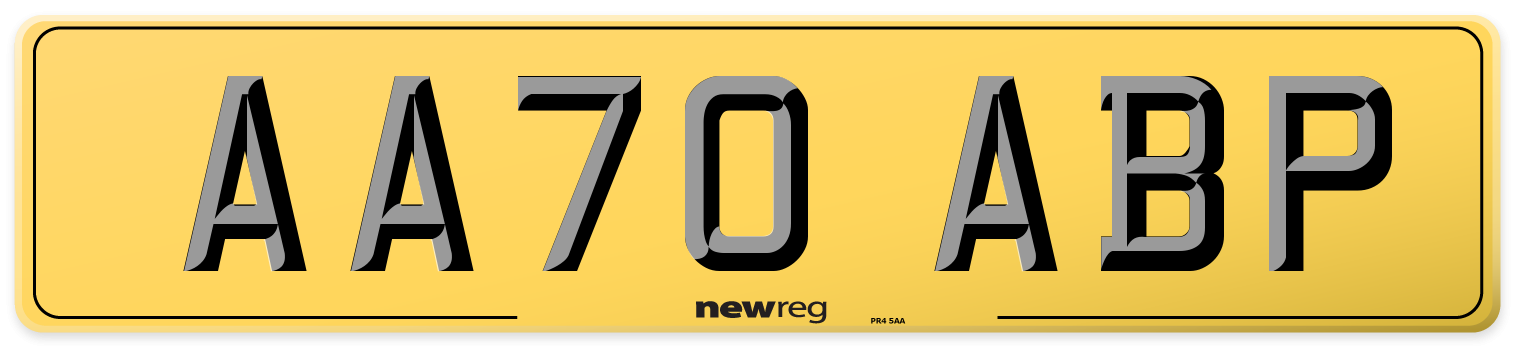 AA70 ABP Rear Number Plate