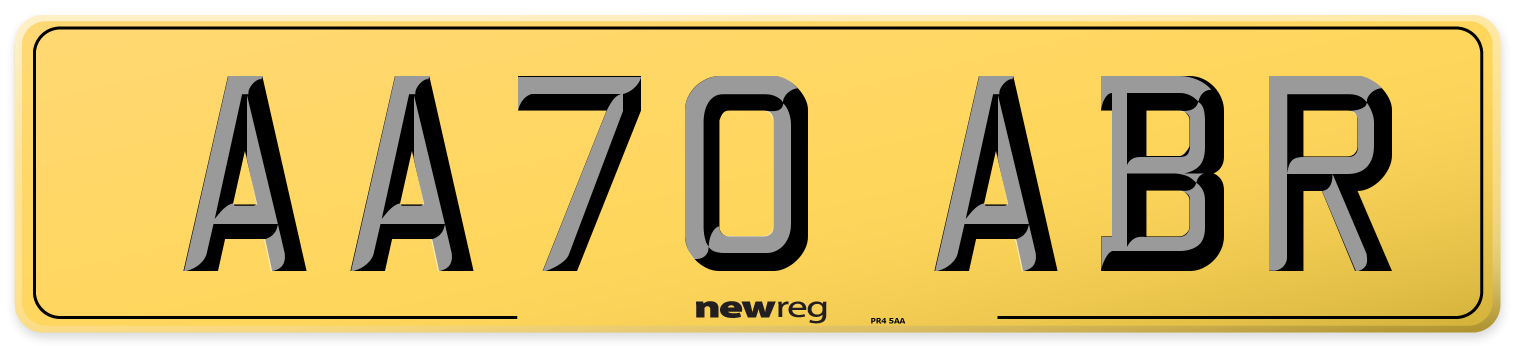 AA70 ABR Rear Number Plate