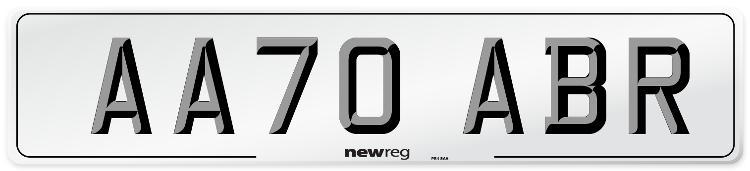 AA70 ABR Front Number Plate