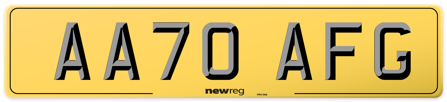 AA70 AFG Rear Number Plate