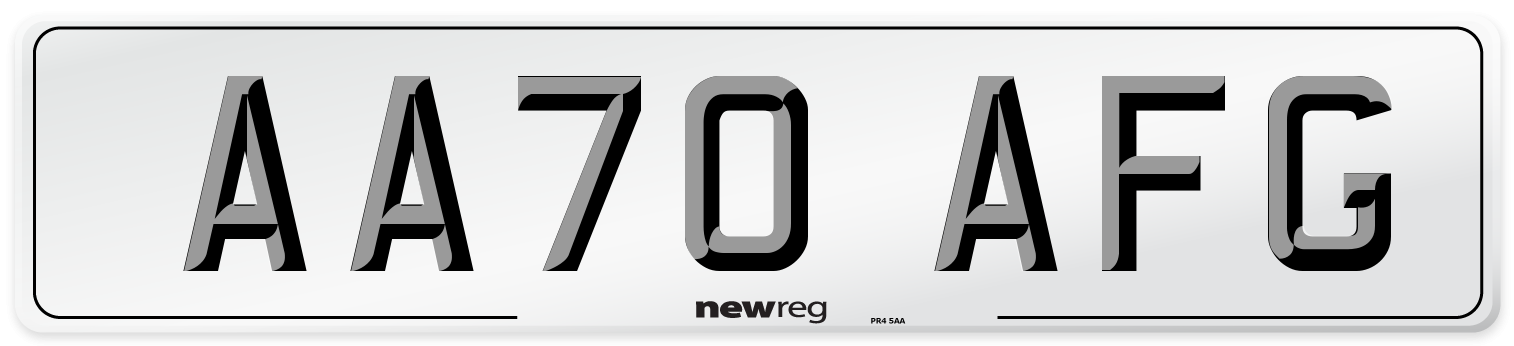 AA70 AFG Front Number Plate