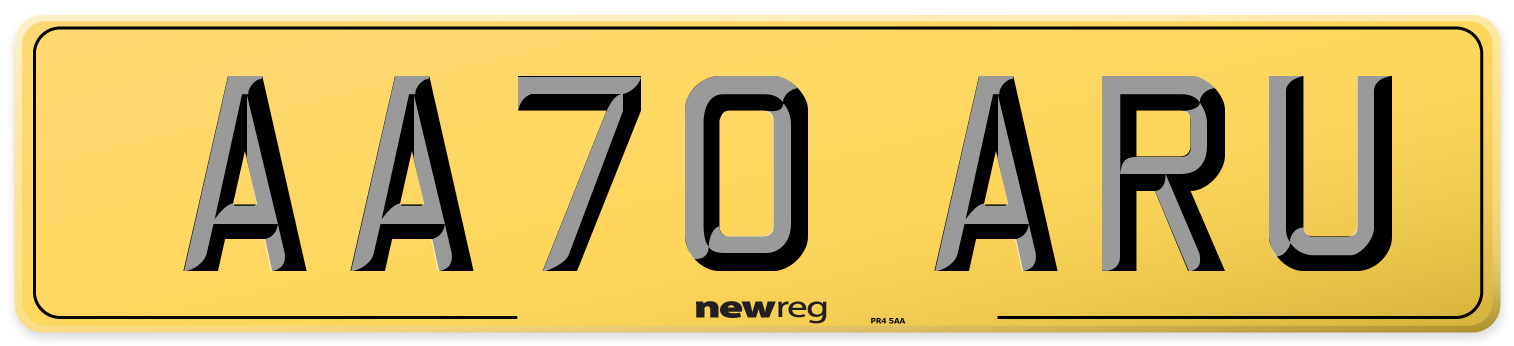 AA70 ARU Rear Number Plate