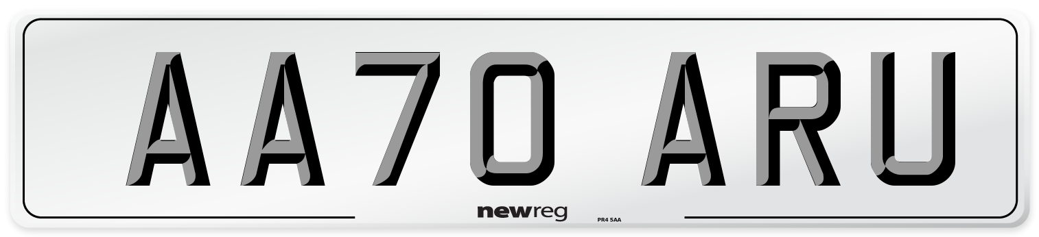 AA70 ARU Front Number Plate