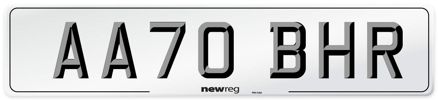 AA70 BHR Front Number Plate