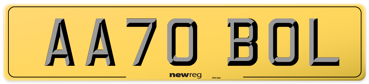 AA70 BOL Rear Number Plate