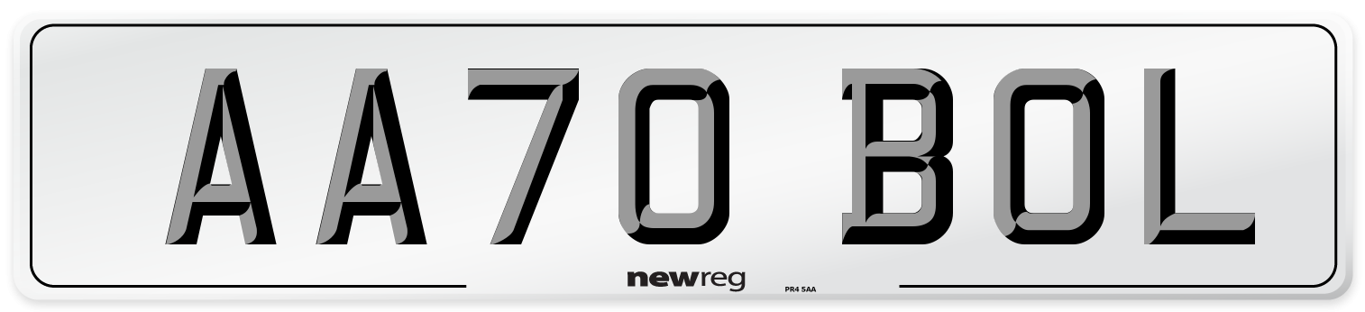 AA70 BOL Front Number Plate