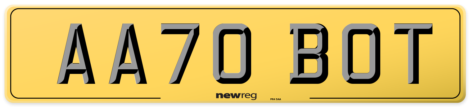 AA70 BOT Rear Number Plate