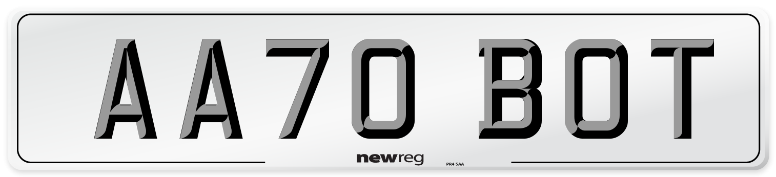 AA70 BOT Front Number Plate