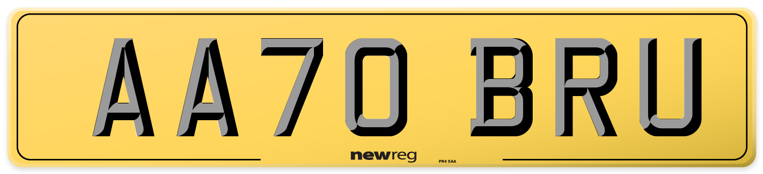 AA70 BRU Rear Number Plate
