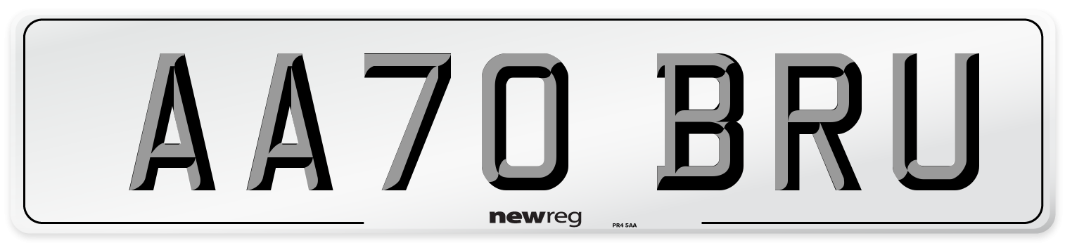 AA70 BRU Front Number Plate