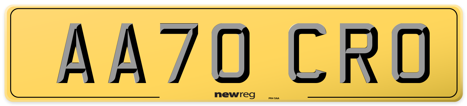 AA70 CRO Rear Number Plate