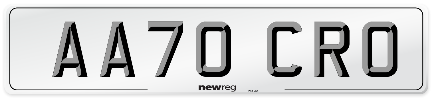 AA70 CRO Front Number Plate