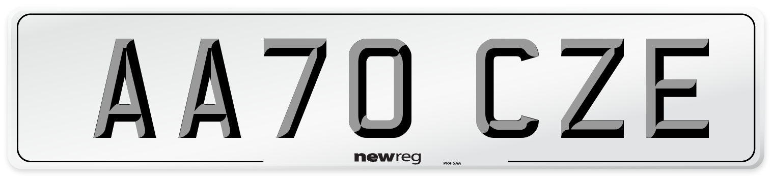 AA70 CZE Front Number Plate