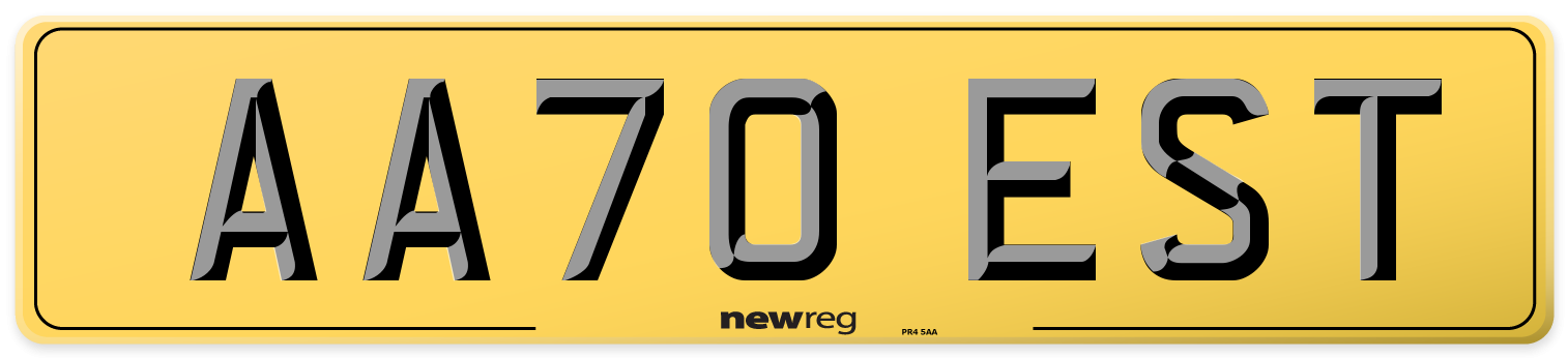 AA70 EST Rear Number Plate