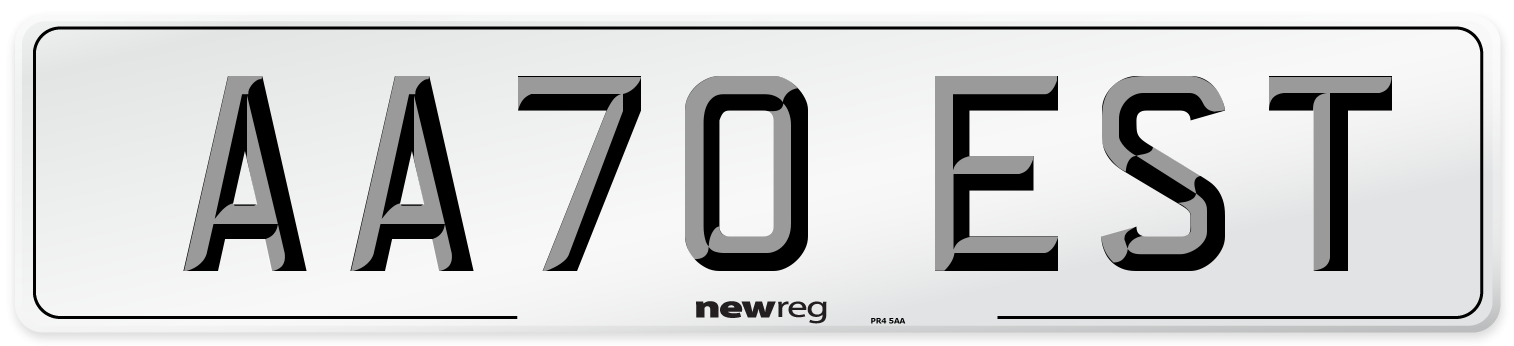 AA70 EST Front Number Plate