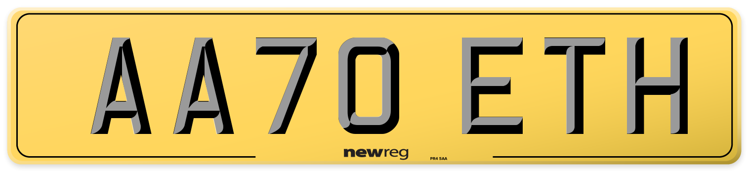 AA70 ETH Rear Number Plate