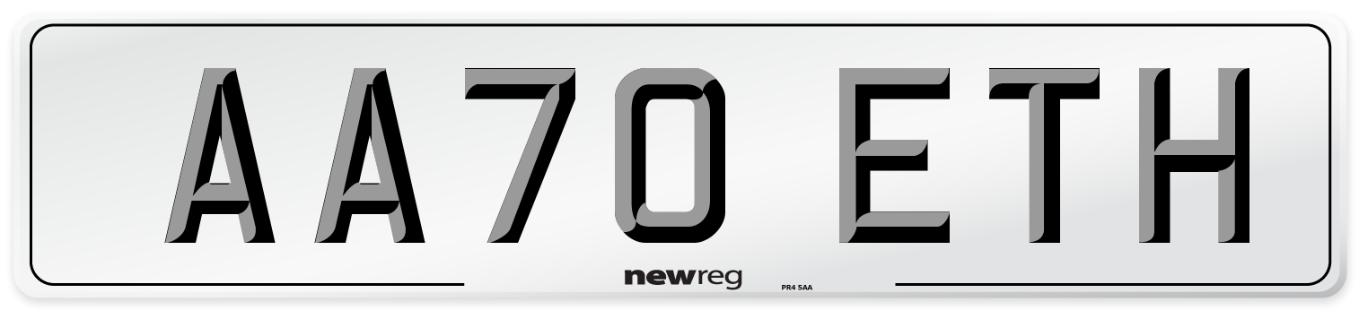 AA70 ETH Front Number Plate