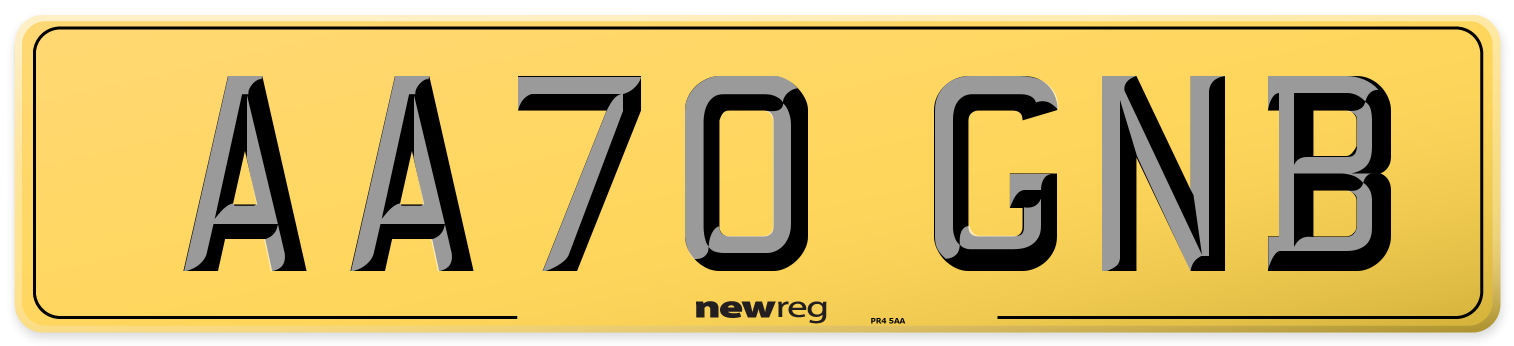 AA70 GNB Rear Number Plate