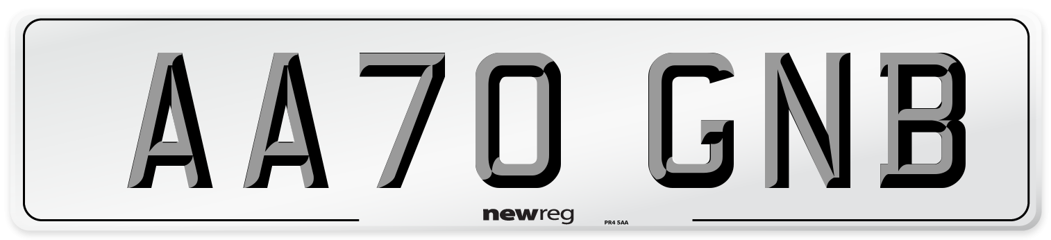 AA70 GNB Front Number Plate