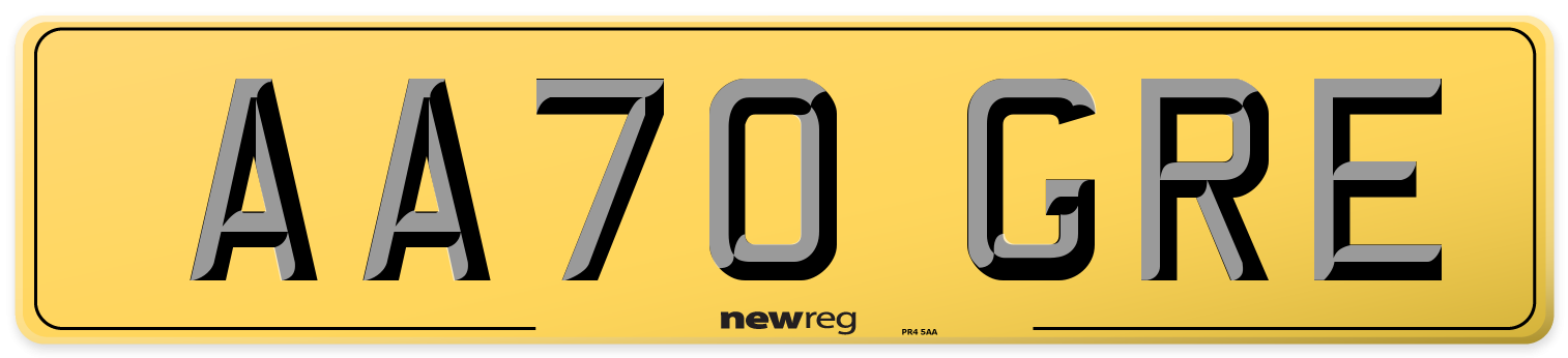 AA70 GRE Rear Number Plate