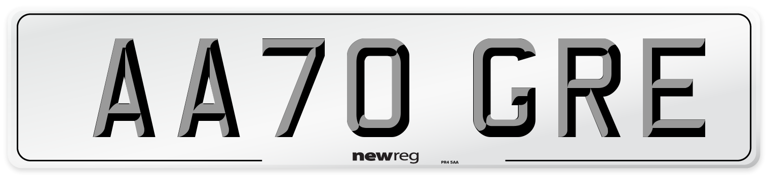 AA70 GRE Front Number Plate
