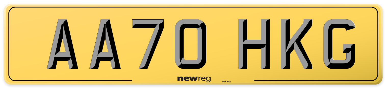 AA70 HKG Rear Number Plate