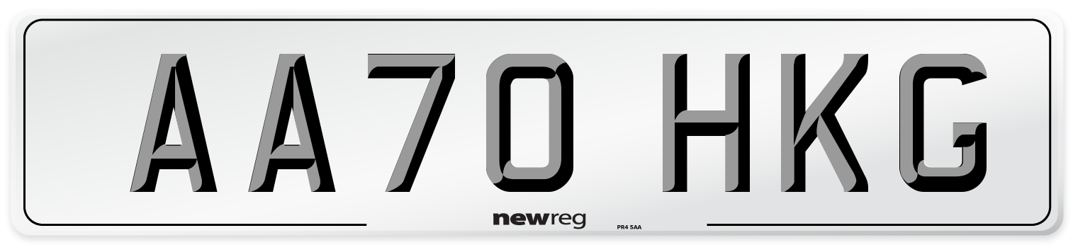 AA70 HKG Front Number Plate