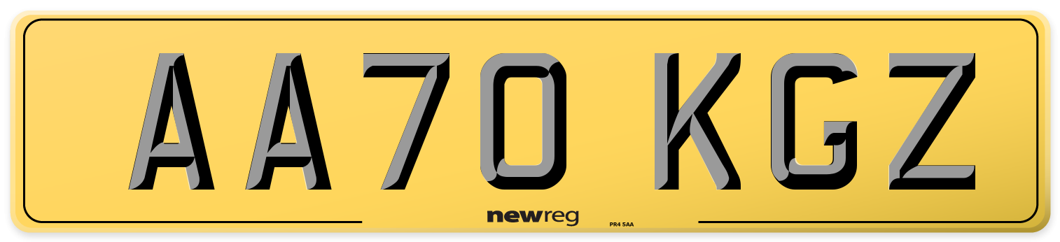 AA70 KGZ Rear Number Plate