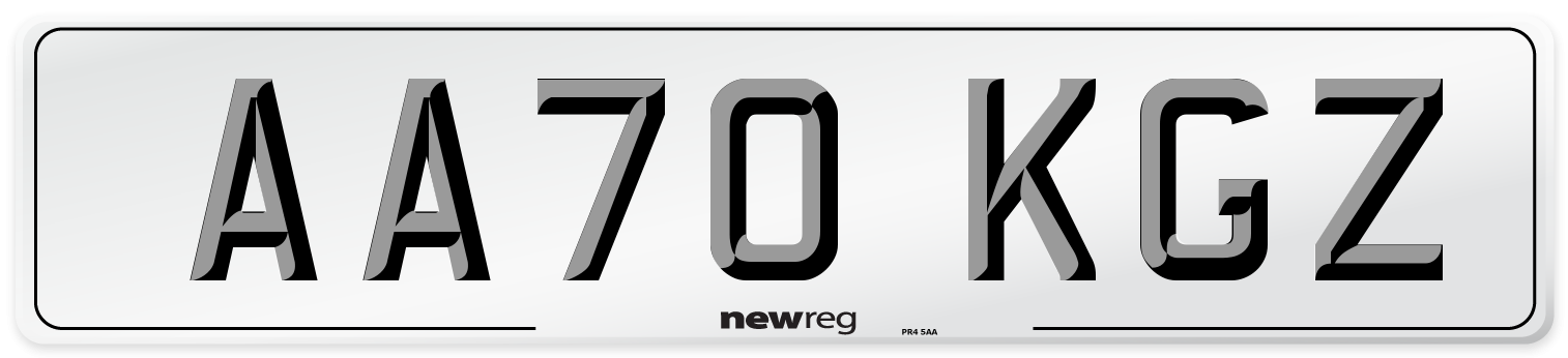 AA70 KGZ Front Number Plate