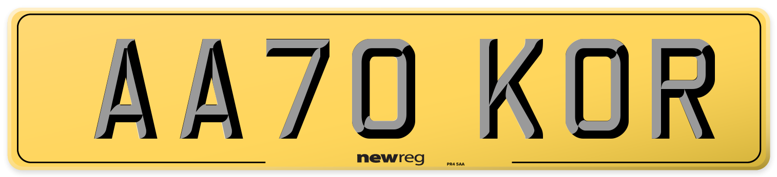AA70 KOR Rear Number Plate