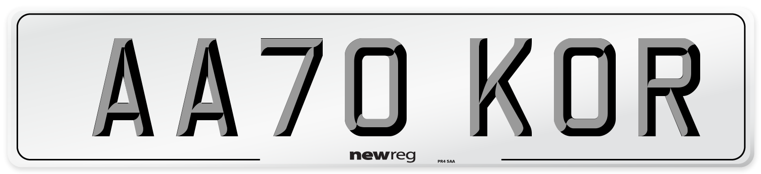 AA70 KOR Front Number Plate