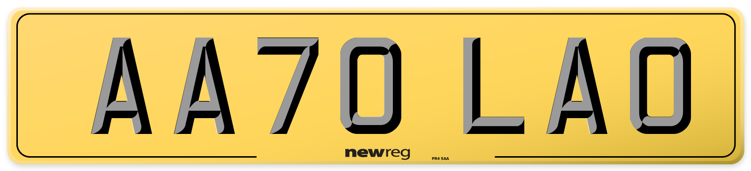 AA70 LAO Rear Number Plate