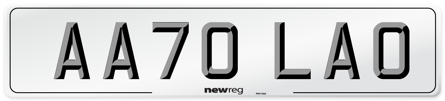 AA70 LAO Front Number Plate