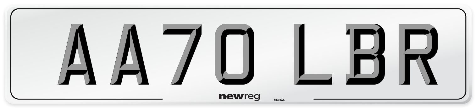 AA70 LBR Front Number Plate