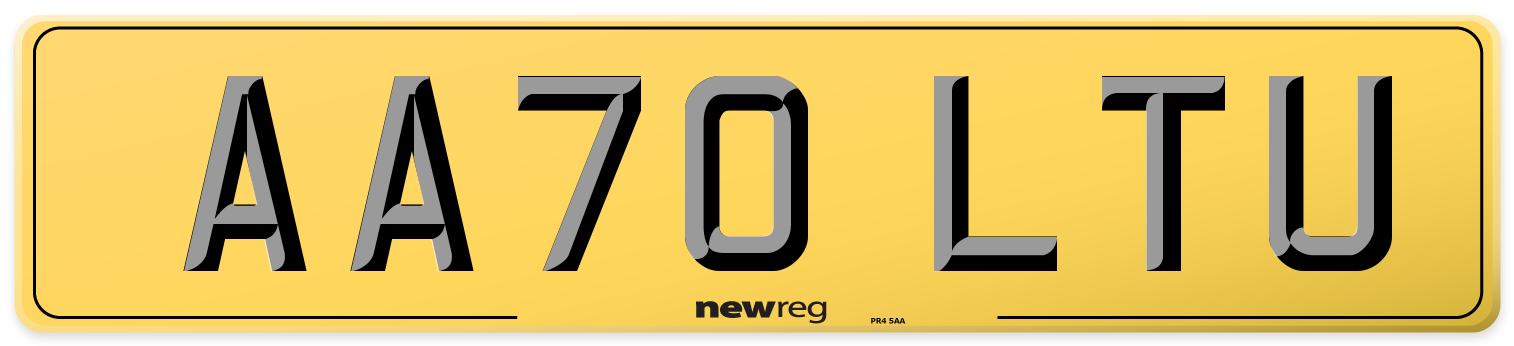 AA70 LTU Rear Number Plate