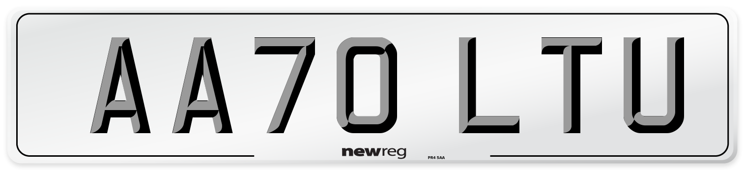 AA70 LTU Front Number Plate