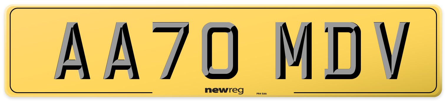 AA70 MDV Rear Number Plate