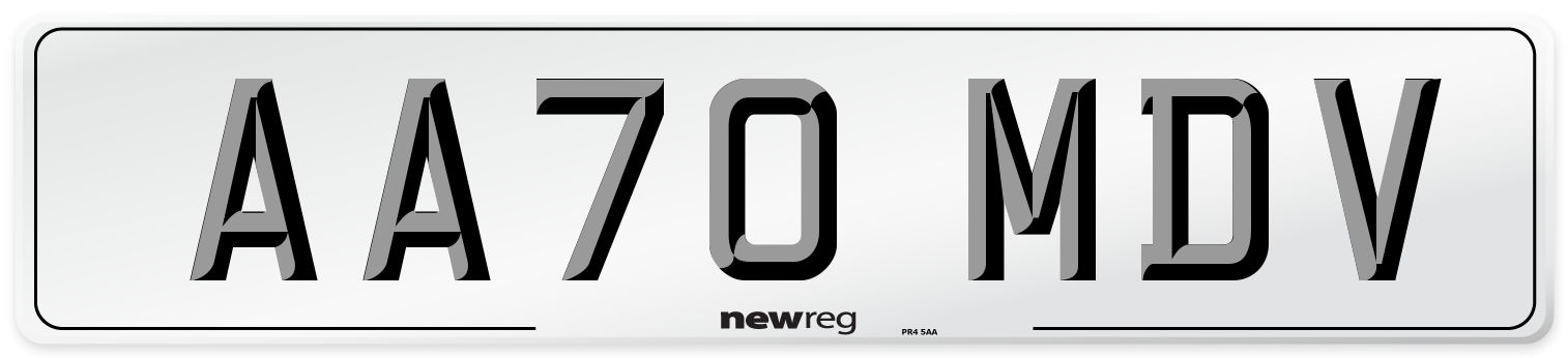 AA70 MDV Front Number Plate