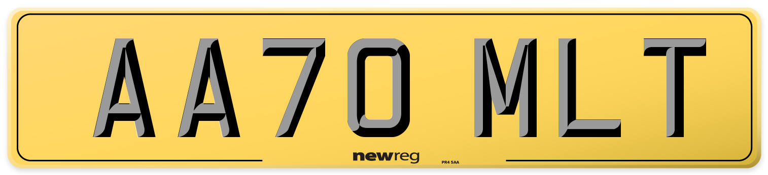 AA70 MLT Rear Number Plate