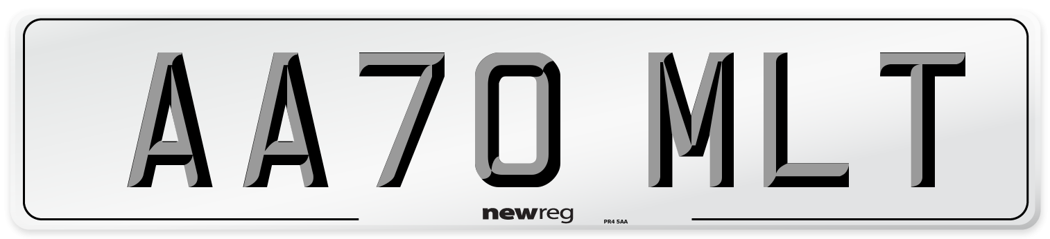 AA70 MLT Front Number Plate