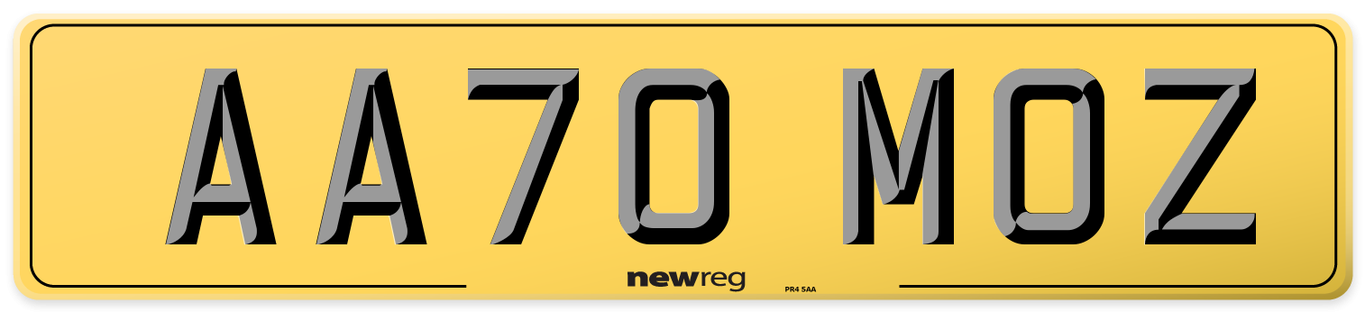 AA70 MOZ Rear Number Plate
