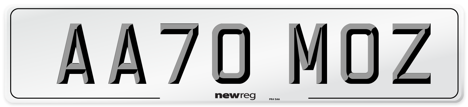 AA70 MOZ Front Number Plate